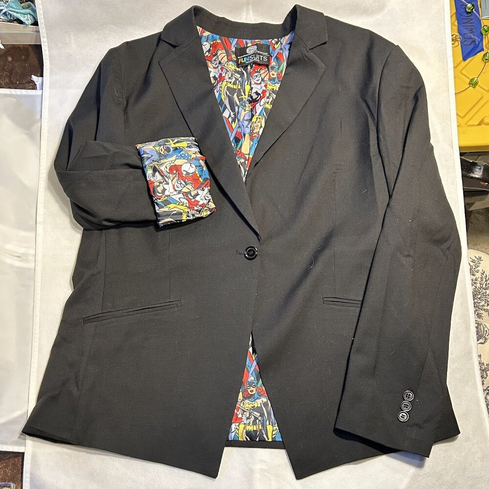 DC Comics Women's Vintage Print One-Button Blazer